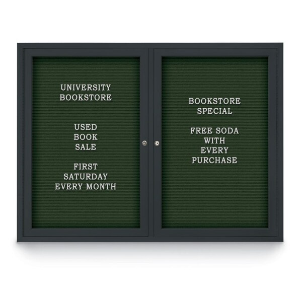 Indoor Enclosed Combo Board, 42"x32", Bronze Frame/Grey & Medium Grey